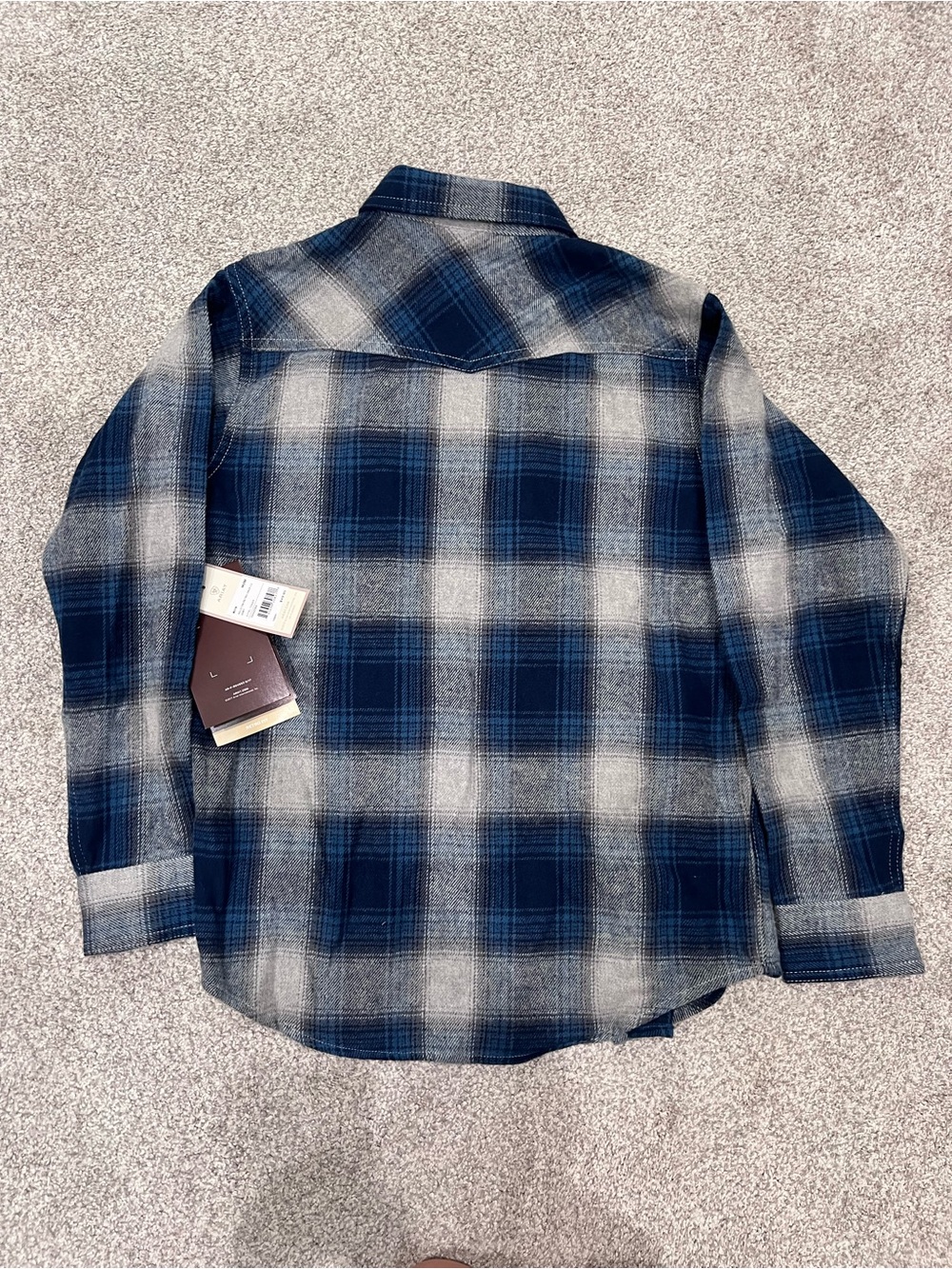 Ariat Boys Blue Plaid Flannel Pearl Snap Western Shirt - Picture 3 of 8